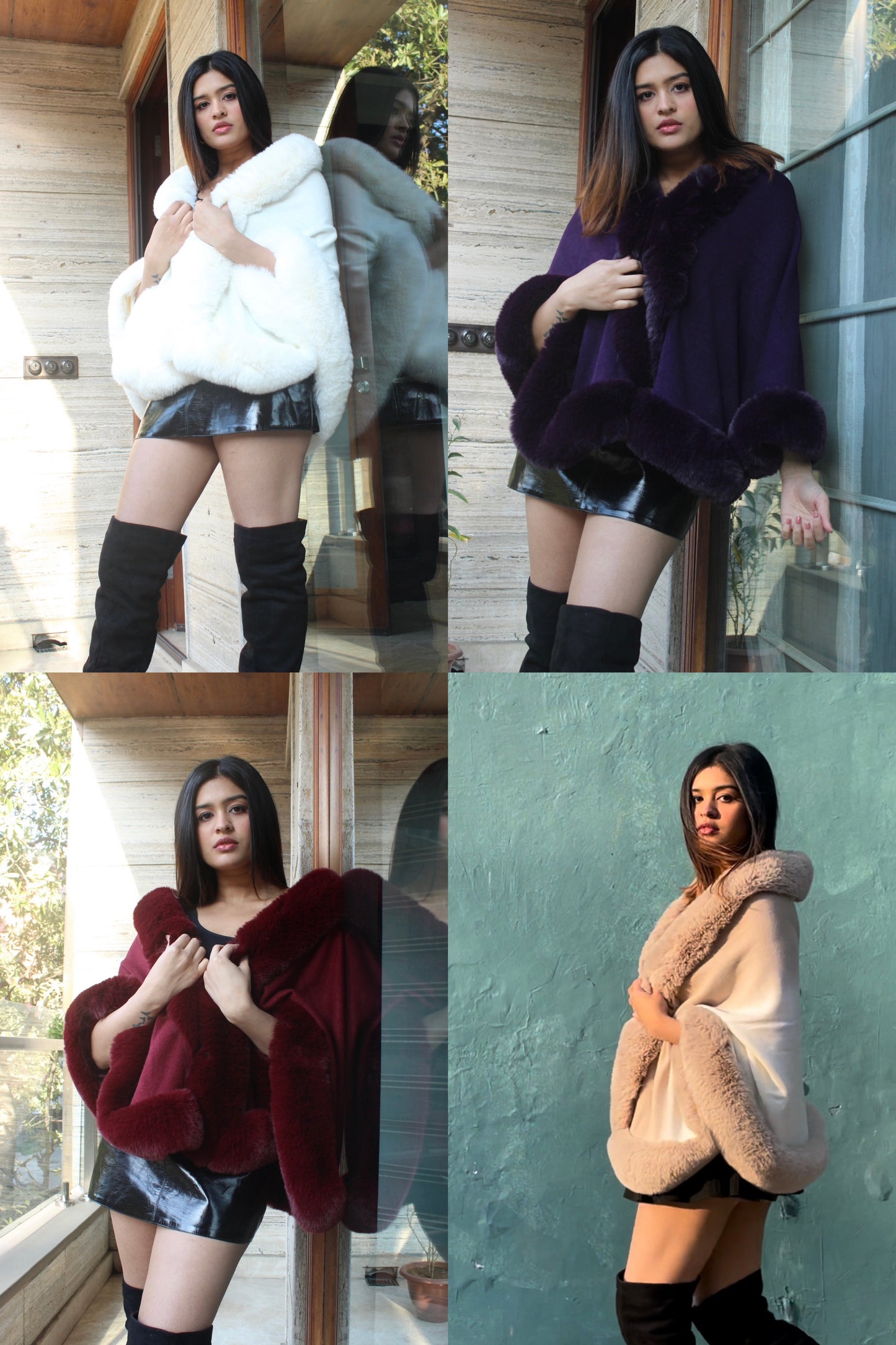 Furry Faux Fur Cape: 10 colours