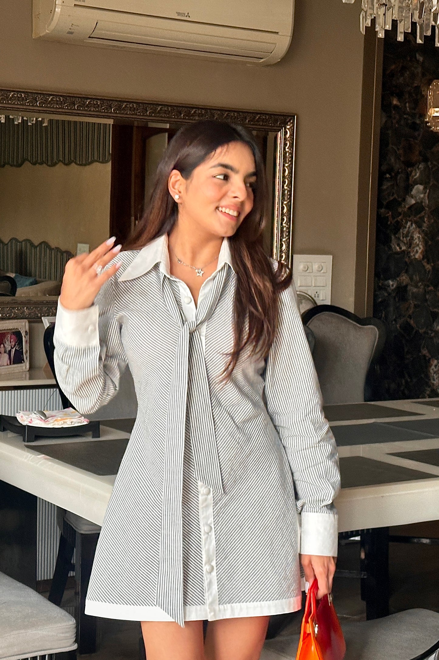 Grey linen dress