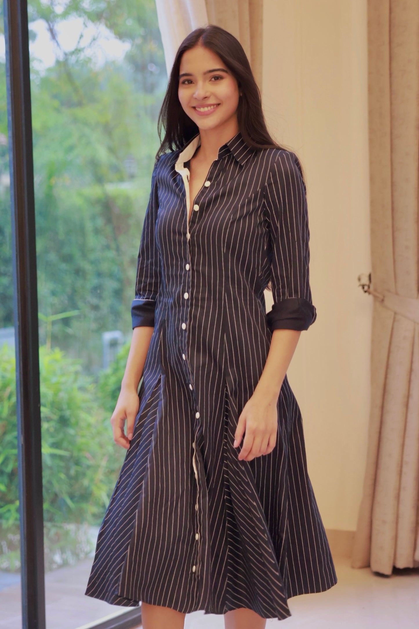 The pinstripe midi dress