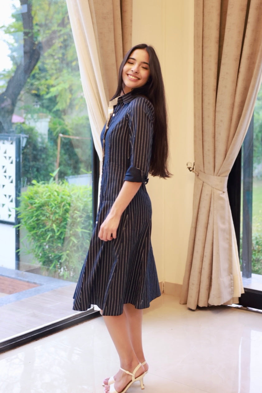 The pinstripe midi dress