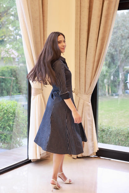 The pinstripe midi dress